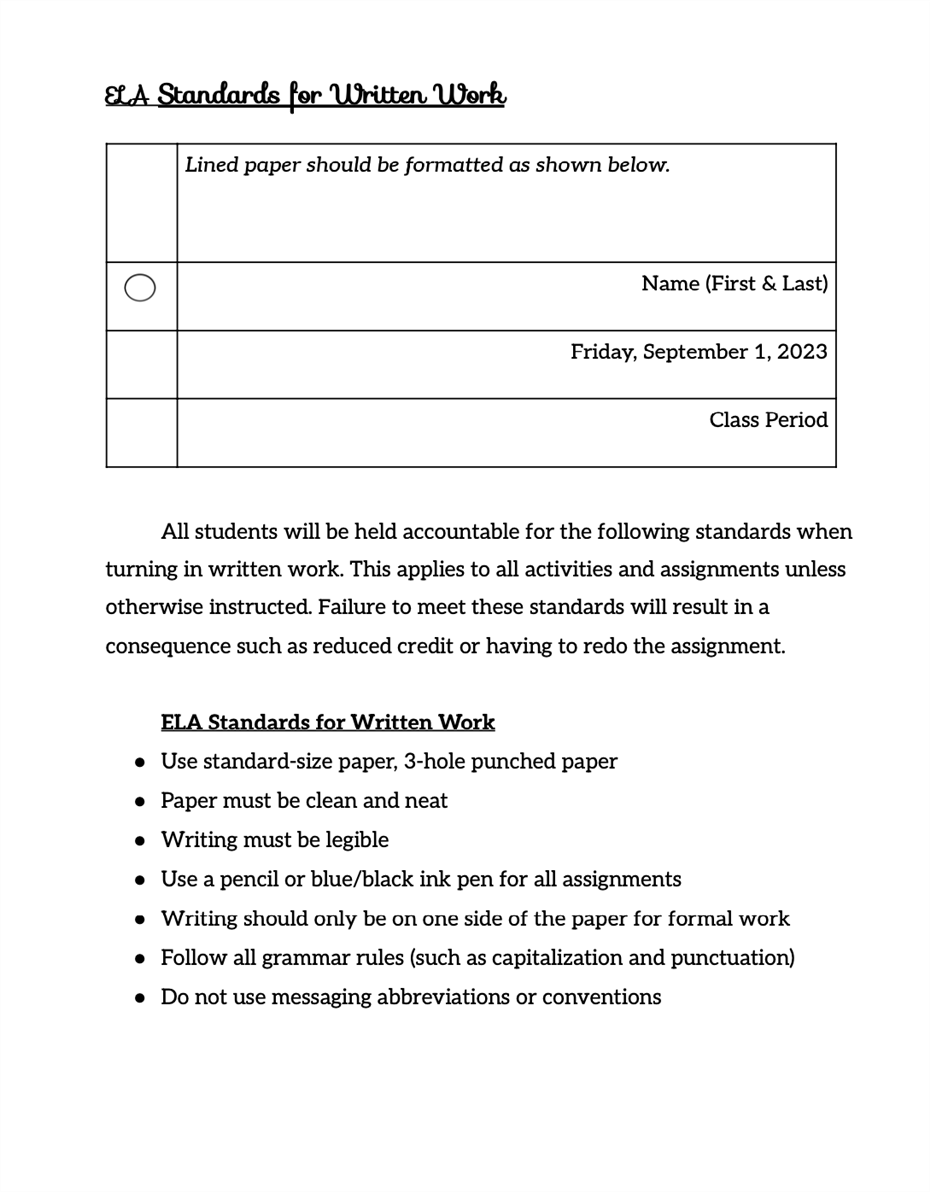 ELA Standards ELA Standards